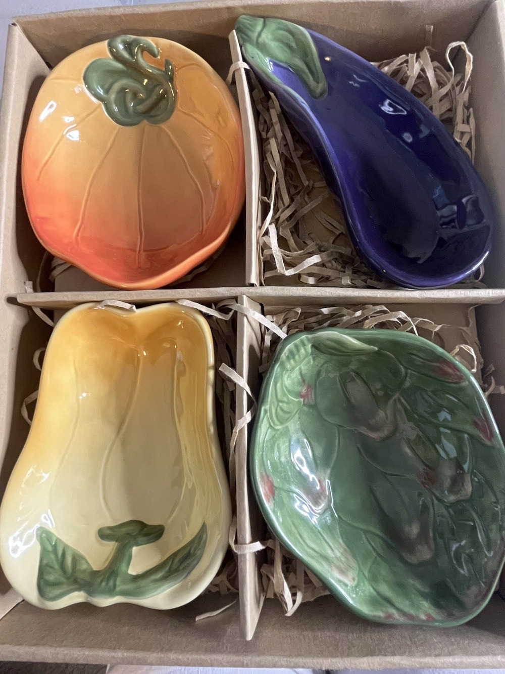 NEW Williams Sonoma Jardin Potager Vegetable Dipping Bowls Hand Set of 4 Ceramic